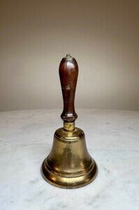 Vintage Brass Hand Bell with Wood Handle Call Bell School Service Bell #700